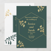 Elegant Wedding Invitation, groen, goud, wit Kaart (Voorkant / Achterkant)
