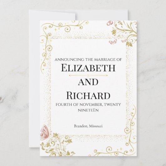 Elegant Wedding Invitation Kaart (Voorkant)