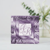 Elegant Wedding Invitation Leaf Floral Paars Silv Kaart (Staand voorkant)