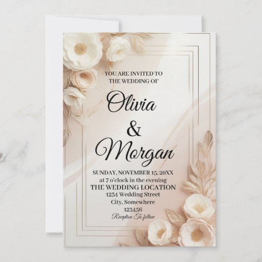Elegant Wedding Invitation Pampas Grass Flora (Devant)