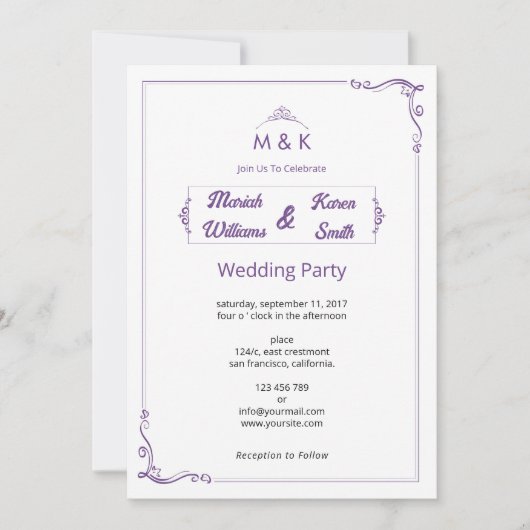 Elegant Wedding Invitation Template  (Devant)
