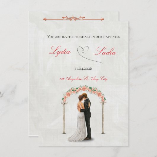 Elegant Wedding Invitation Template (Devant / Derrière)