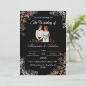 Elegant Wedding Invitation with Dark Floral  Kaart (Staand voorkant)