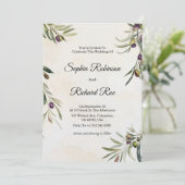 Elegant wedding invitation with floral olive kaart (Staand voorkant)