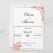 Elegant wedding invitation with  gold frame  (Devant)