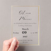 Elegant Wedding Invitation with Gold Frame  Acryl Uitnodigingen (Insitu (Draagbaar))