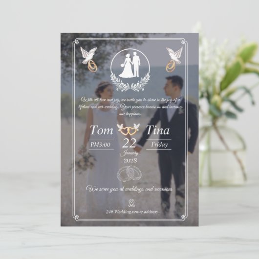Elegant wedding invitation with new design (Debout devant)