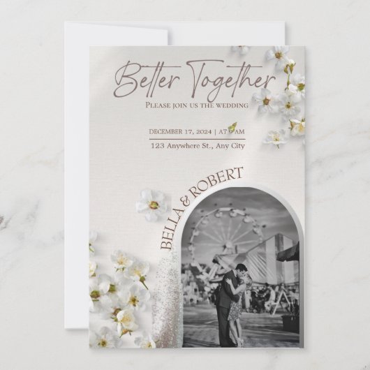 Elegant Wedding Invitation with Silver Glitter Kaart (Voorkant)