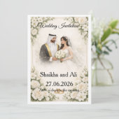 Elegant Wedding Invitation with White Flowers and (Debout devant)