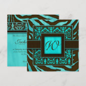 Elegant Wedding Invitation Zebra Damask BB Kaart (Voorkant / Achterkant)