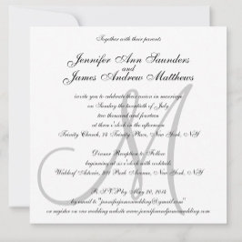 Elegant Wedding Invitding Monogram Initiaal Namen Kaart