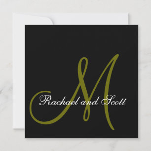 Elegant Wedding Invitding Monogram Names Black Kaart