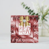 Elegant Wedding Invite Leaf Floral Silver Red Xmas Kaart (Staand voorkant)