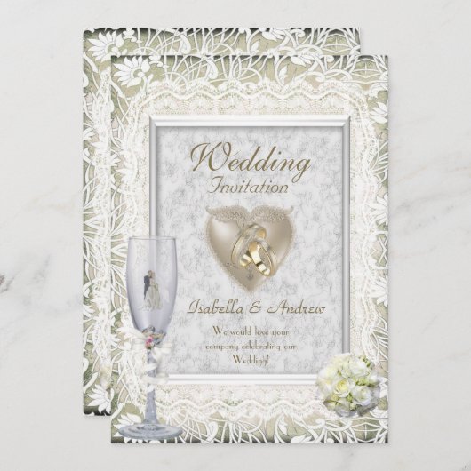 Elegant Wedding Invites Kaart (Voorkant / Achterkant)