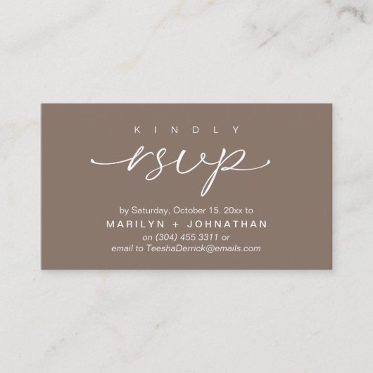 Elegant Wedding Invites RSVP via Phone or Email Informatiekaartje (Voorkant)