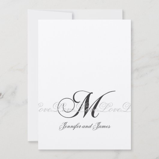 Elegant Wedding Invitting Monogram M Love Kaart (Voorkant)