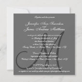Elegant Wedding Invitting Monogram Names Grey Kaart (Achterkant)