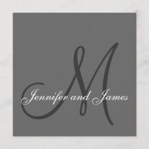 Elegant Wedding Invitting Monogram Names Grey Kaart