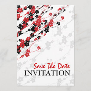 Elegant Wedding Japans Flowers Red Save The Date