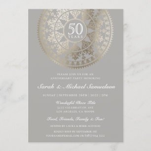 Elegant Wedding Jubileum Invitations Gold Foil Kaart