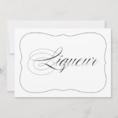 Elegant Wedding Liqueur Bar Sign Kaart (Voorkant)