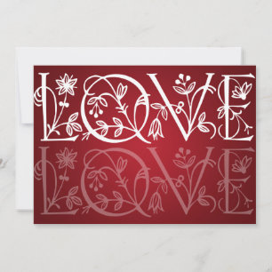 Elegant Wedding Love Flourish Red Kaart