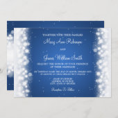 Elegant Wedding Magic Sparkle Blue Kaart (Voorkant / Achterkant)