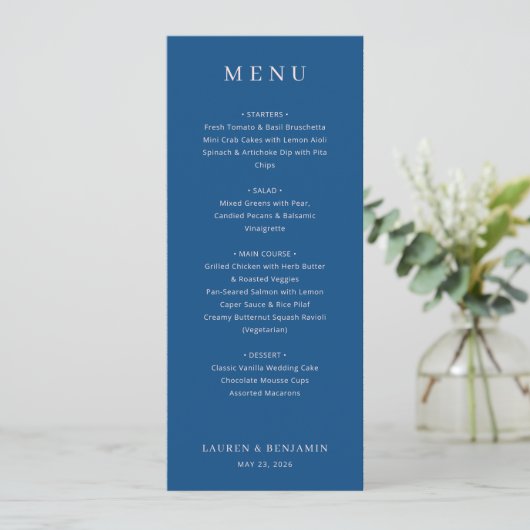 Elegant Wedding Menu Card (Debout devant)