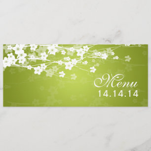 Elegant Wedding Menu Cherry Blossom Lime Green