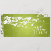 Elegant Wedding Menu Cherry Blossom Lime Green (Voorkant / Achterkant)