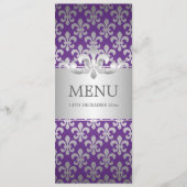 Elegant Wedding Menu Fleur De Lis Paars (Voorkant)