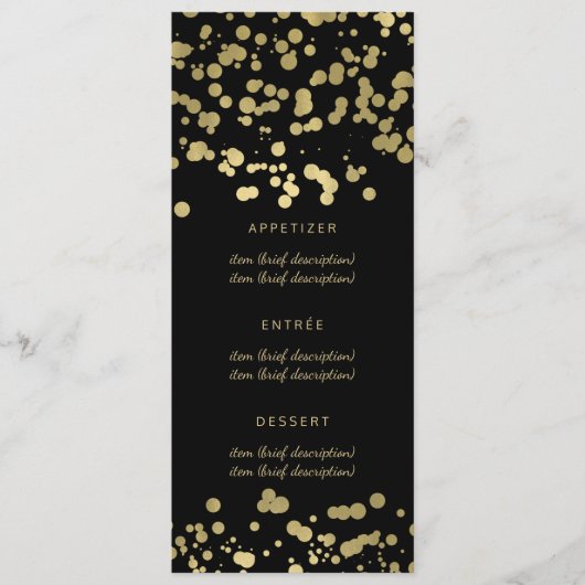 Elegant Wedding Menu Gold Foil Confetti (Voorkant)