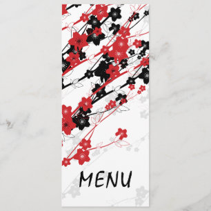 Elegant Wedding Menu Japanse Bloemen Rood