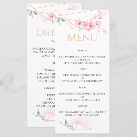 Elegant WEDDING MENU. Menu (Voorkant / Achterkant)