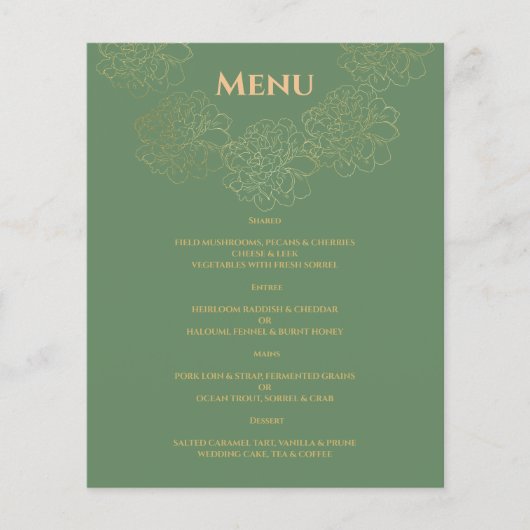 Elegant WEDDING MENU. Menu (Voorkant)