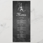 Elegant Wedding Menu Romantic Paris Black (Achterkant)