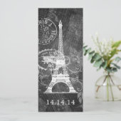 Elegant Wedding Menu Romantic Paris Black (Staand voorkant)