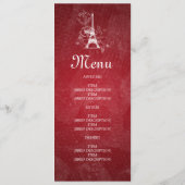 Elegant Wedding Menu Romantic Paris Red (Achterkant)