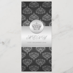 Elegant Wedding Menu Royal Crown Black