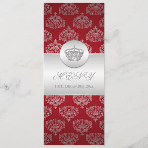 Elegant Wedding Menu Royal Crown Red