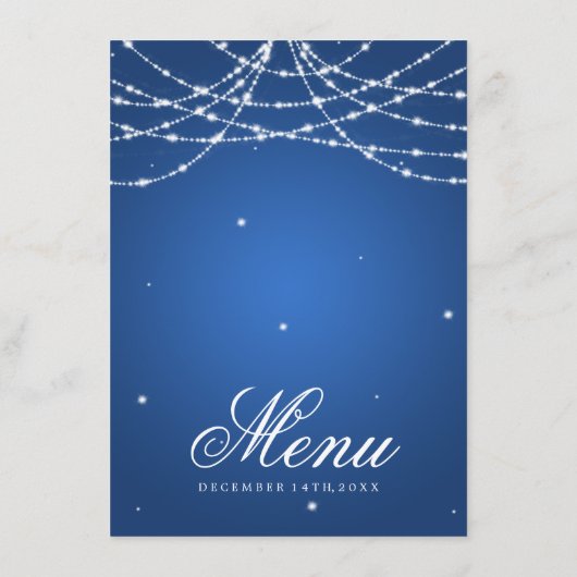 Elegant Wedding Menu Sparging String Blue (Achterkant)