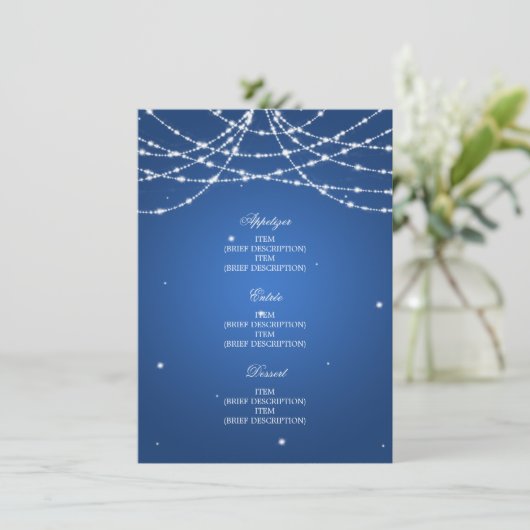 Elegant Wedding Menu Sparging String Blue (Staand voorkant)