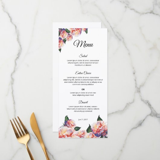 Elegant Wedding Menu Template – Printable design (Voorkant / Achterkant in situ)