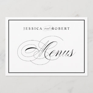 Elegant Wedding Menus Sign Black Border Menu