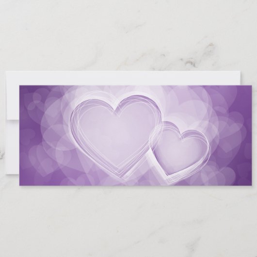 Elegant Wedding Modern Hearts Paars Kaart (Voorkant)