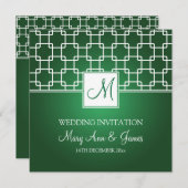 Elegant Wedding Monogram Trellis Pattern Green Kaart (Voorkant / Achterkant)