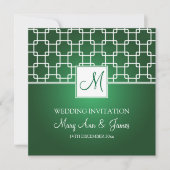 Elegant Wedding Monogram Trellis Pattern Green Kaart (Voorkant)