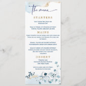 Elegant Wedding Navy Blue en Gold Menu (Voorkant)