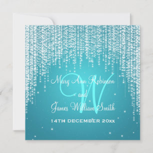 Elegant Wedding Night Dazzle Blue Kaart