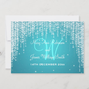 Elegant Wedding Night Dazzle Blue Kaart